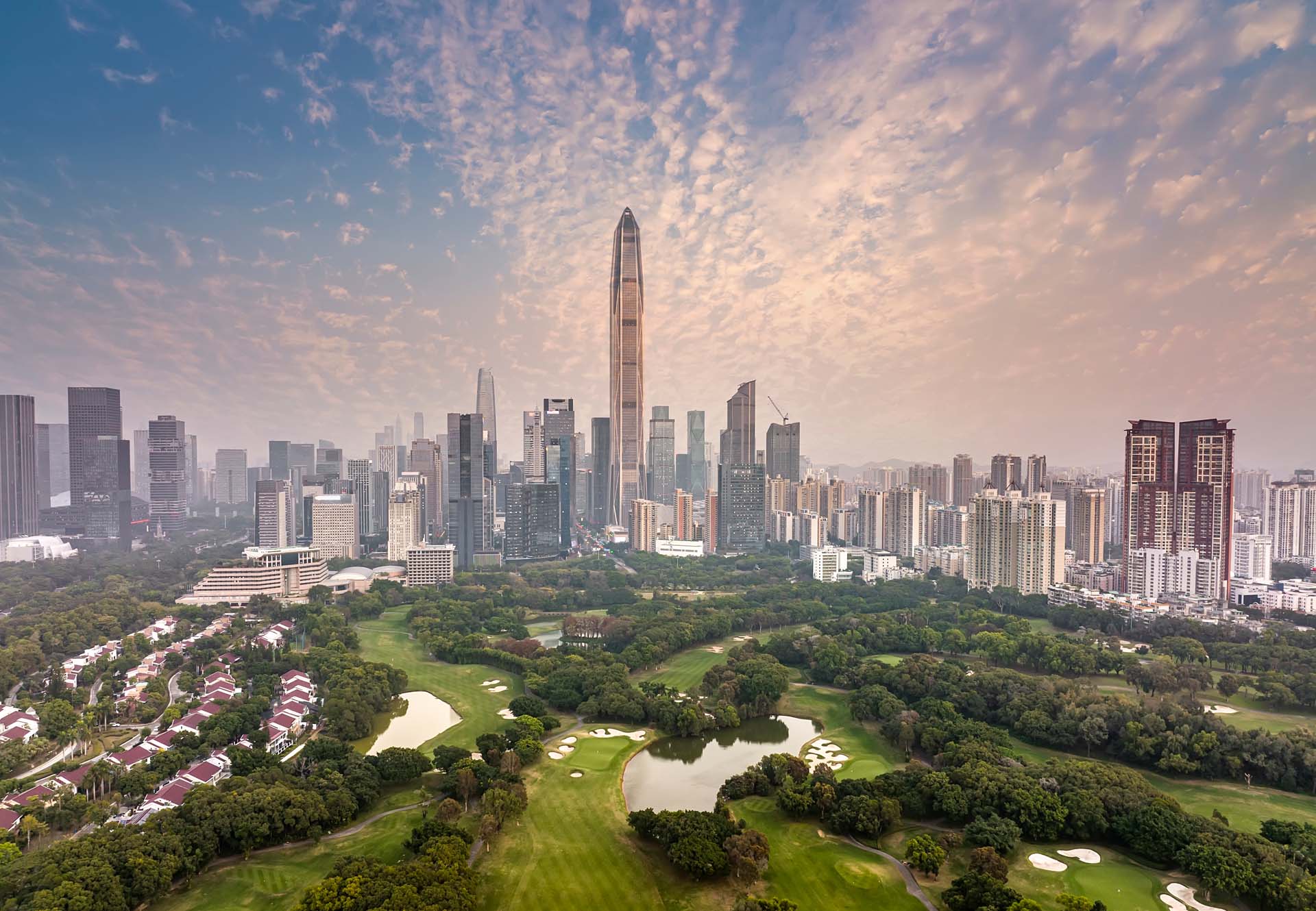 Shenzhen,City,Central,Business,District,aerial,Panorama,China.